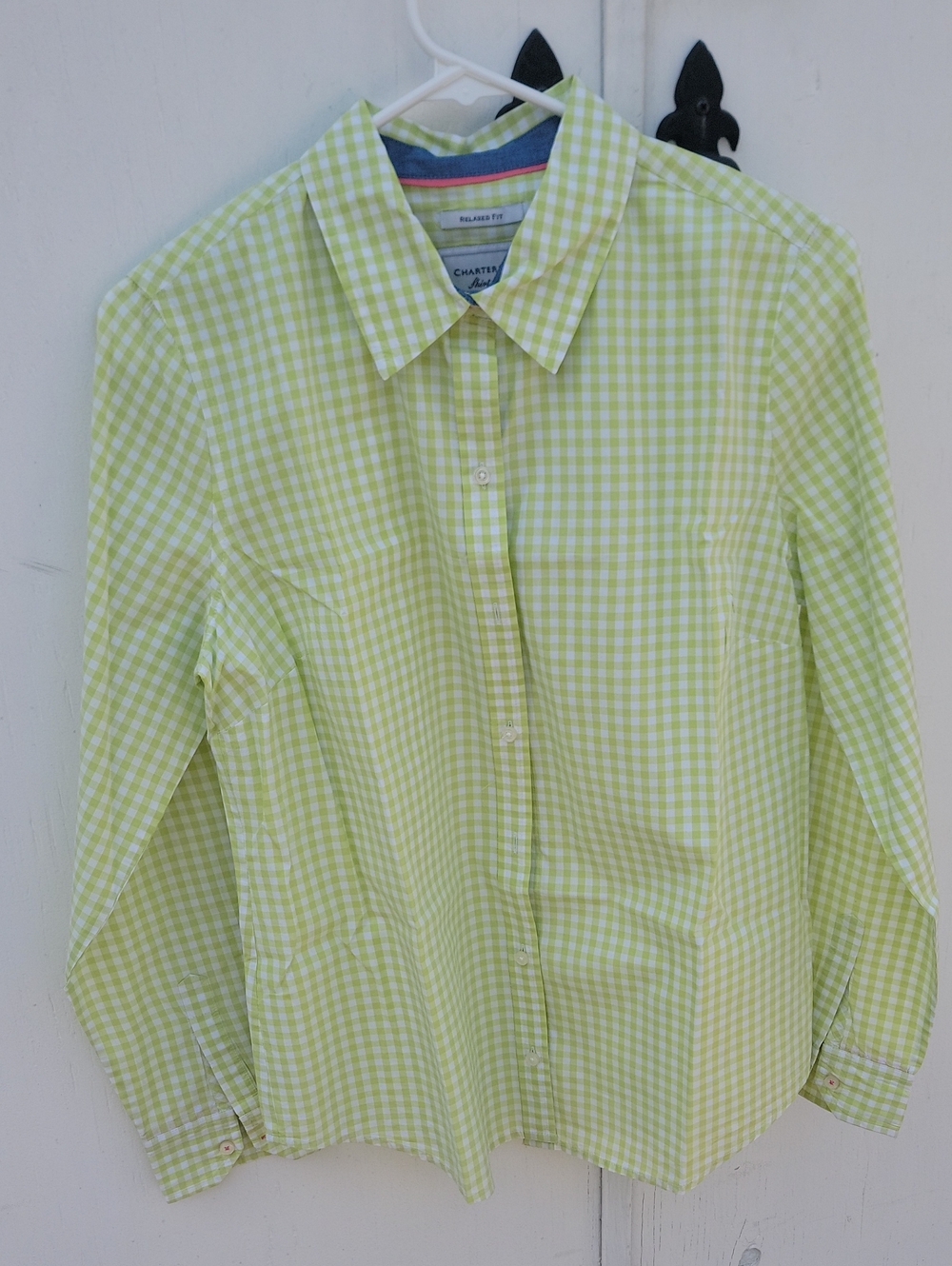 Charter Club Lime Green Gingham Button-Down Shirt